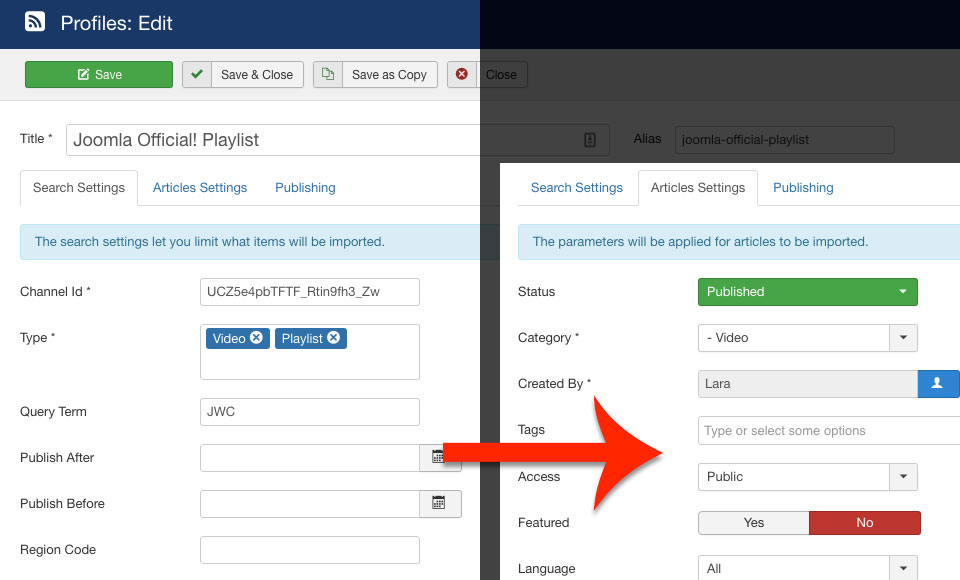 Create Importing Profile