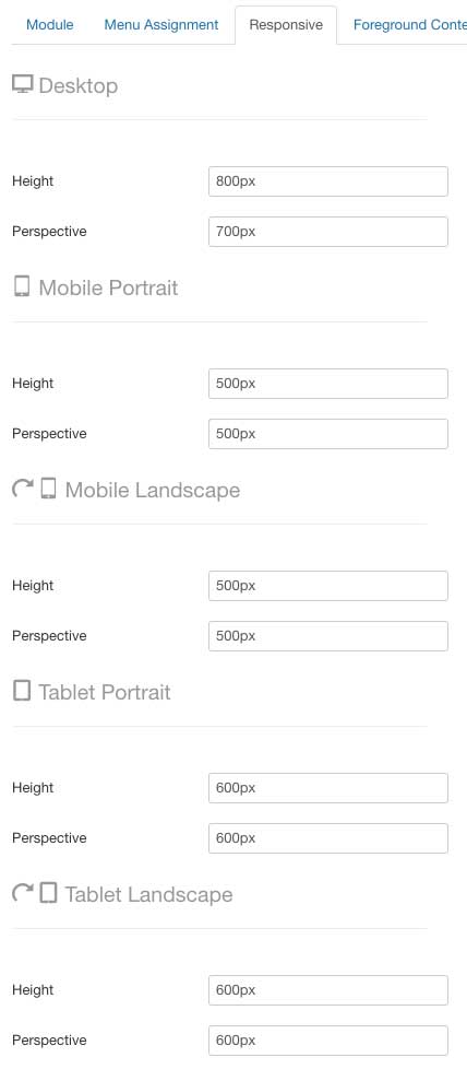 Responsive settings